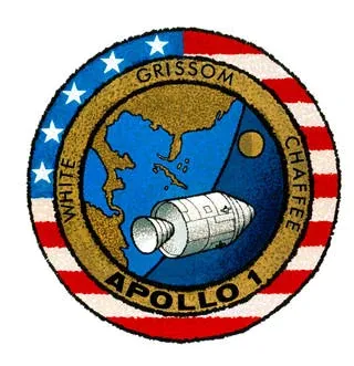 The Apollo 1 mission patch, with the names Grissom, White and Chaffee.